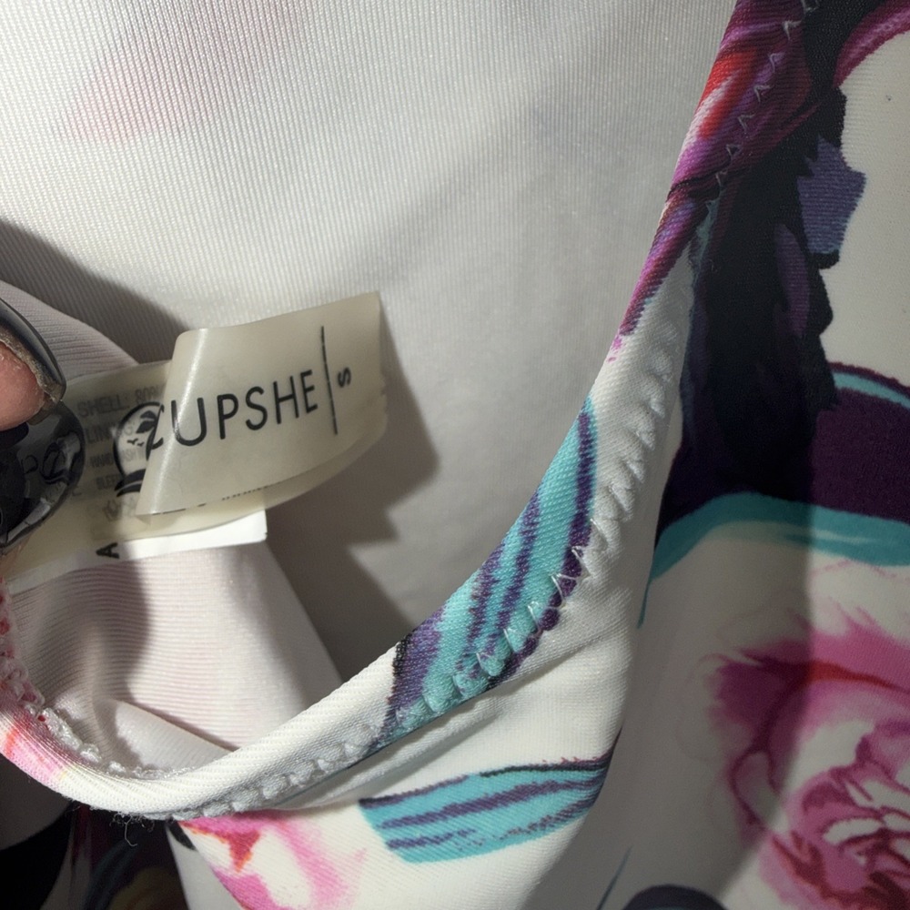 Cupshe One Piece Multicolor Floral And Stripes‎ Swimsuit S - Picture 6 of 7